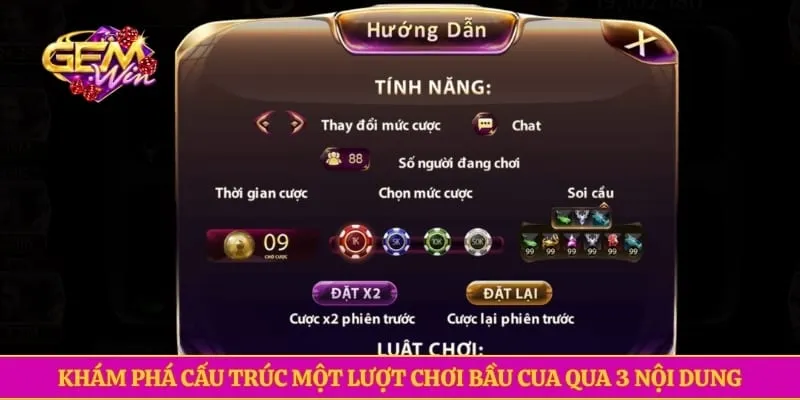 Khám phá cấu trúc một lượt chơi bầu cua qua 3 nội dung
